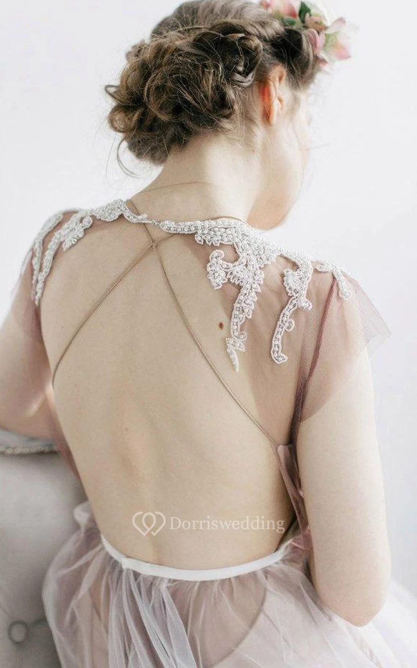 Mariage Odri Boho Mariage sur la plage Mariage bohème Robe de mariée violette avec gris laiteux et ivoire poudré view 2