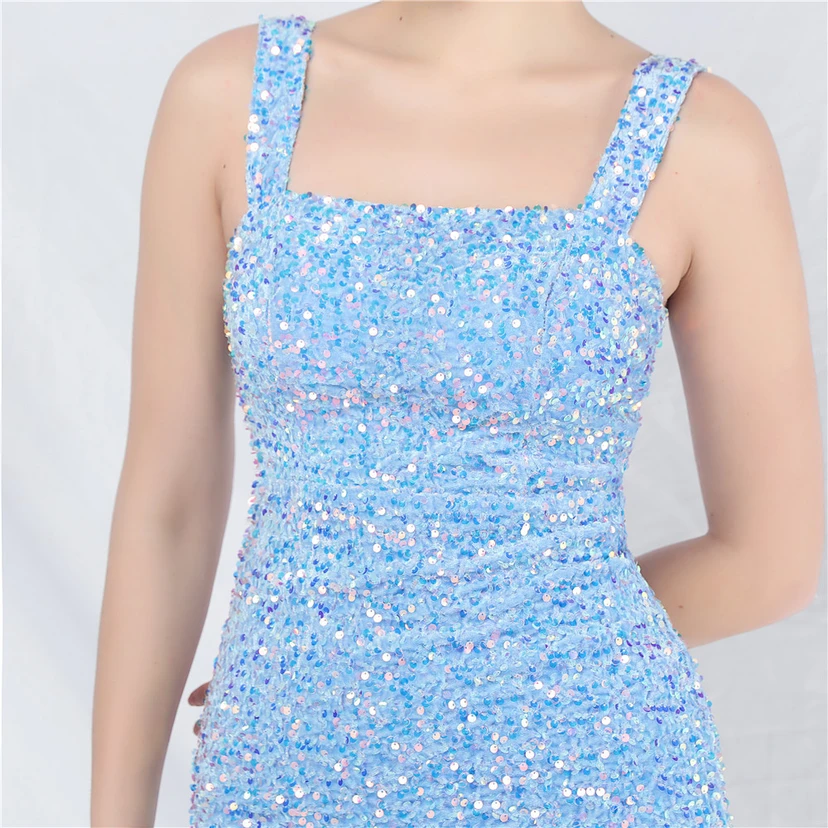 Samtbesetztes, handgefertigtes, schillerndes Paillettenkleid in Imitationsoptik – ein kurzes Alltagskleid view 62