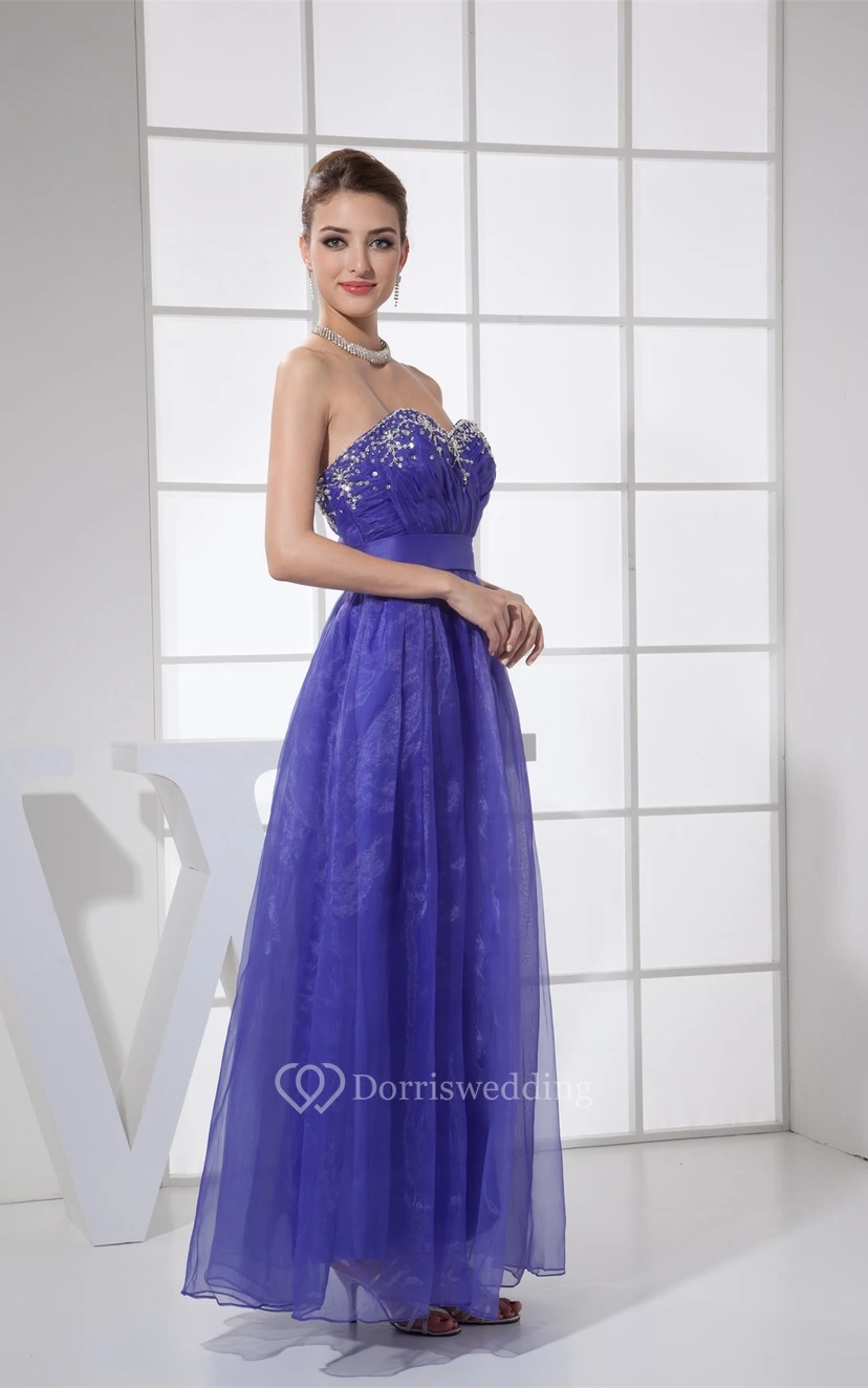 Sweetheart A-Line Criss-Cross Beading and Dress With Pleats view 5
