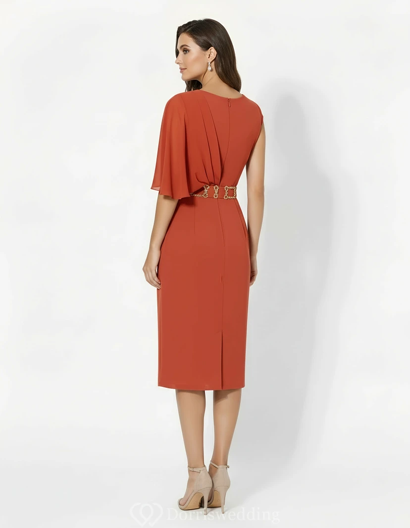 Ärmelloses Chiffon-Kleid in Teelänge für die Mutter der Braut view 2