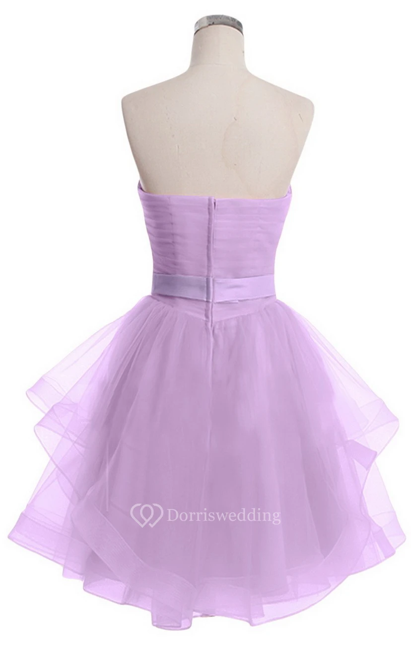 Sweetheart A-line Mini Dress With Pearled Waist view 11
