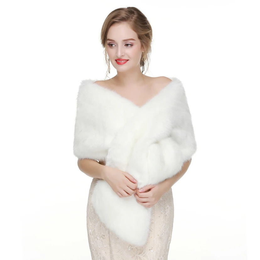Bridal Winter Warm Wool Cape Fur Wedding Dress Fox Fur Waistcoat view 40