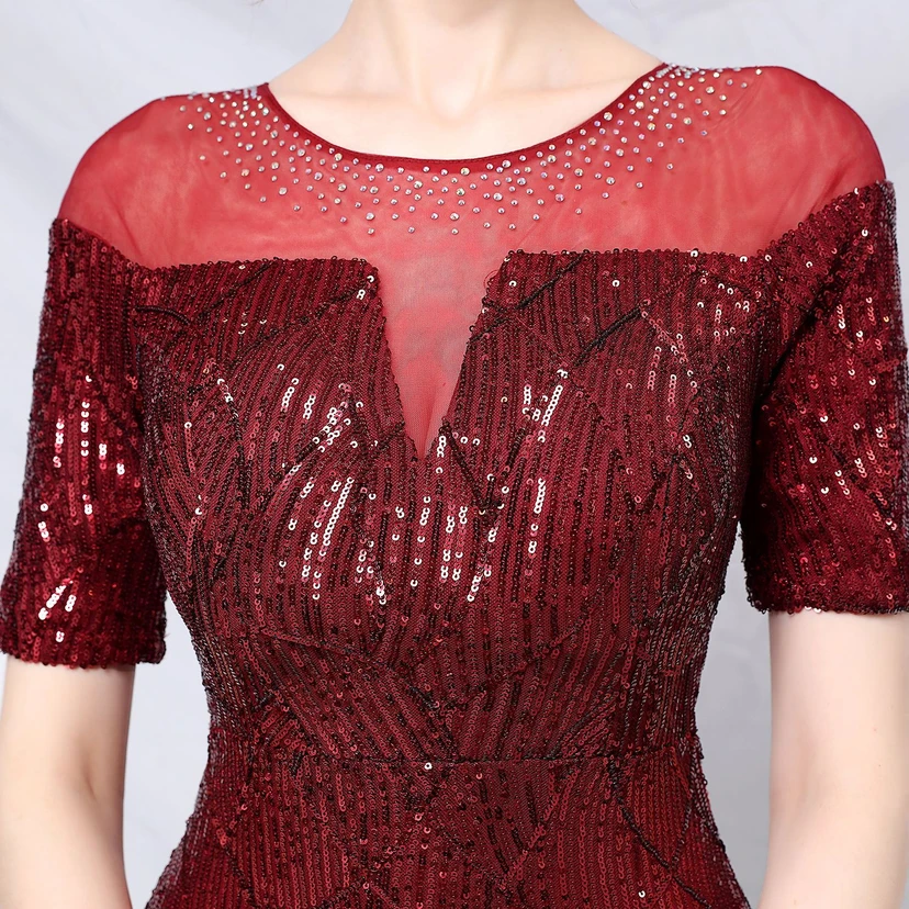 Elegantes, langärmeliges Paillettenkleid im Meerjungfrauenstil mit Meerjungfrauenschnitt – ein echter Hingucker! view 16