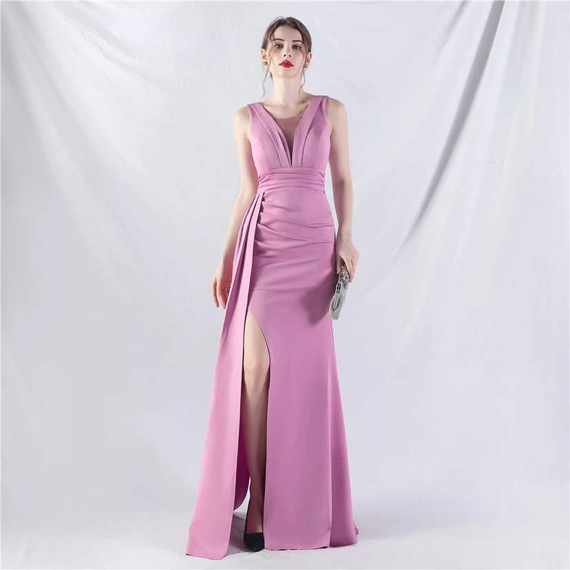 Vestido de noche de satén plisado con 8 colores opcionales view 39