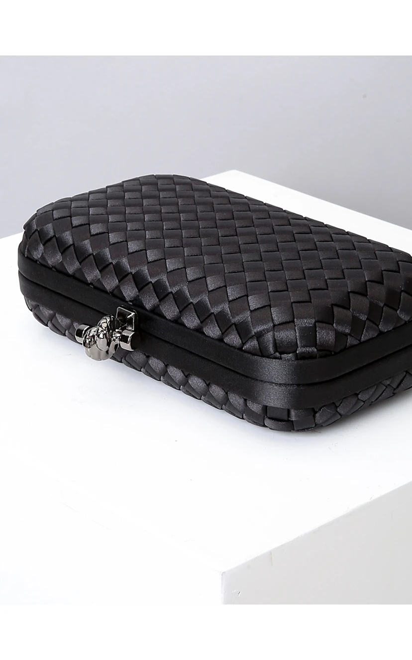 Woven Satin Clutch with Top Clasp view 2