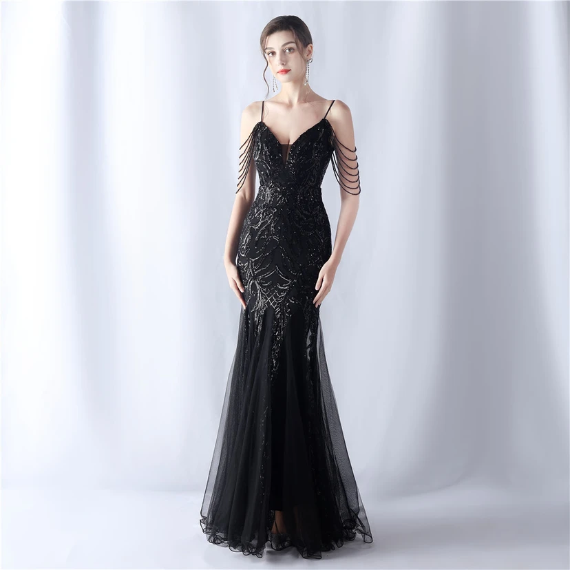 Robe de soirée haut de gamme en maille perlée et ornée de perles, modèle 3034. view 19
