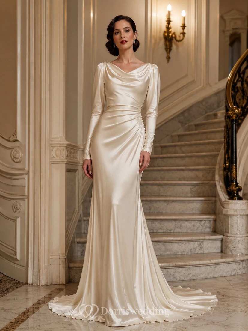 Lace Tulle Wedding Dress A-Line V-Neck Sleeveless Chapel Train Bridal Gown