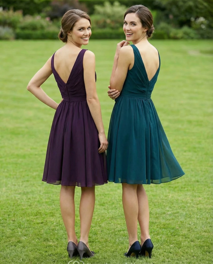 Criss-Cross V-Neck Chiffon Dress with Bow view 2