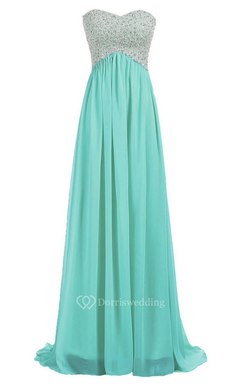 Sweetheart Empire Long Gown With Sequined Bodice view 3