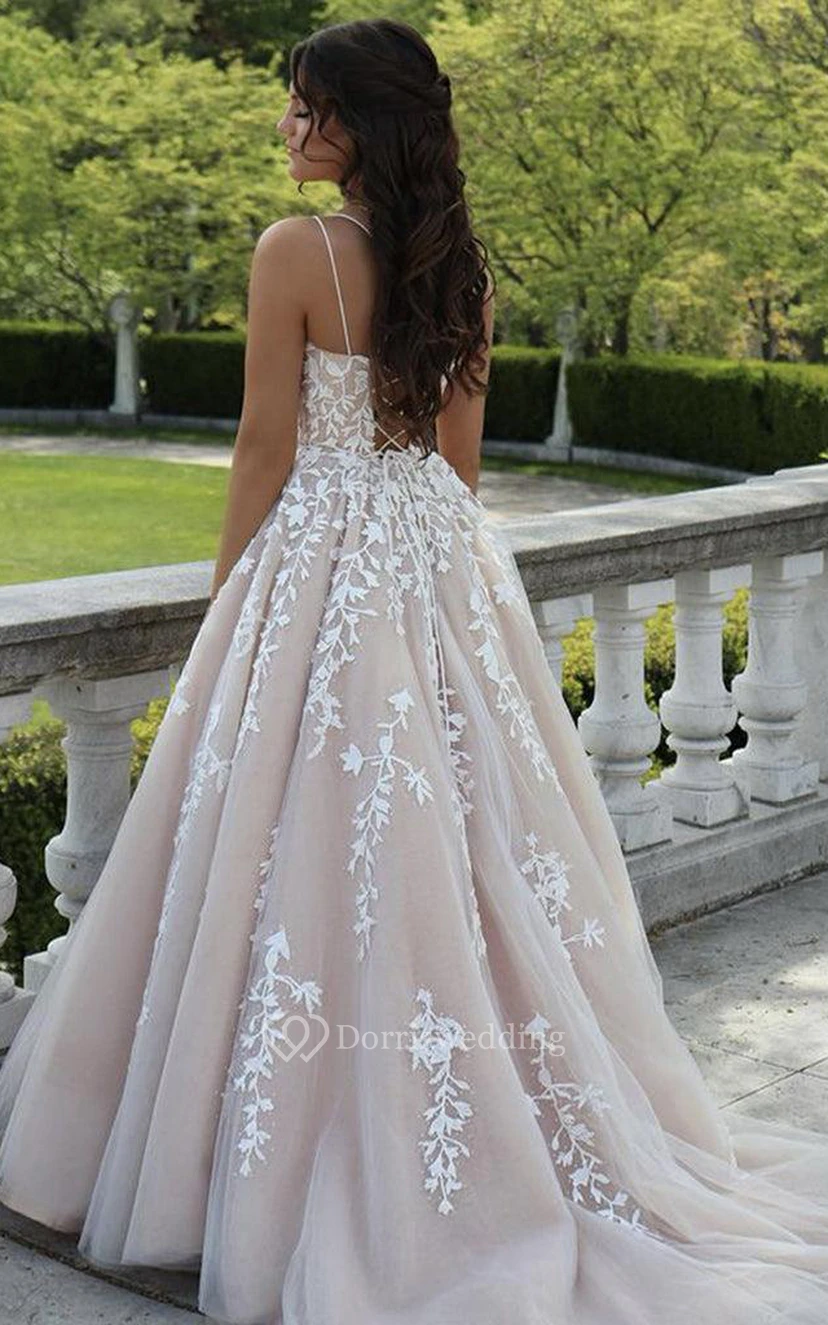 Tulle Floor-length Brush Train A Line Sleeveless Adorable Formal Dress with Ruffles view 4