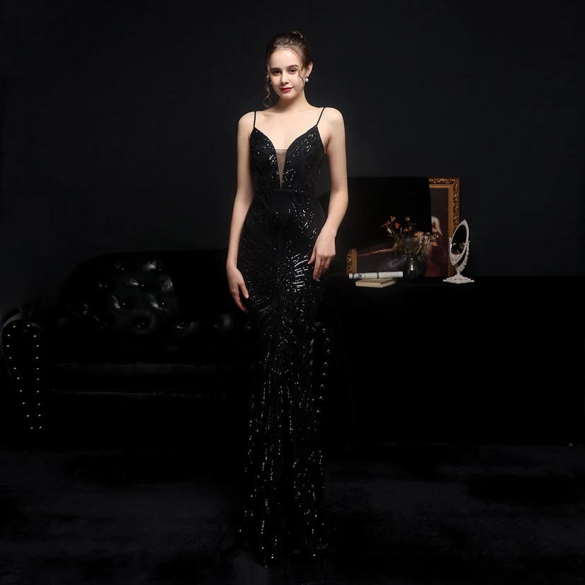Sequined Fishtail Long Dress Performance Internet Celebrity Event Banquet Car Model Etiquette Evening Dress view 25