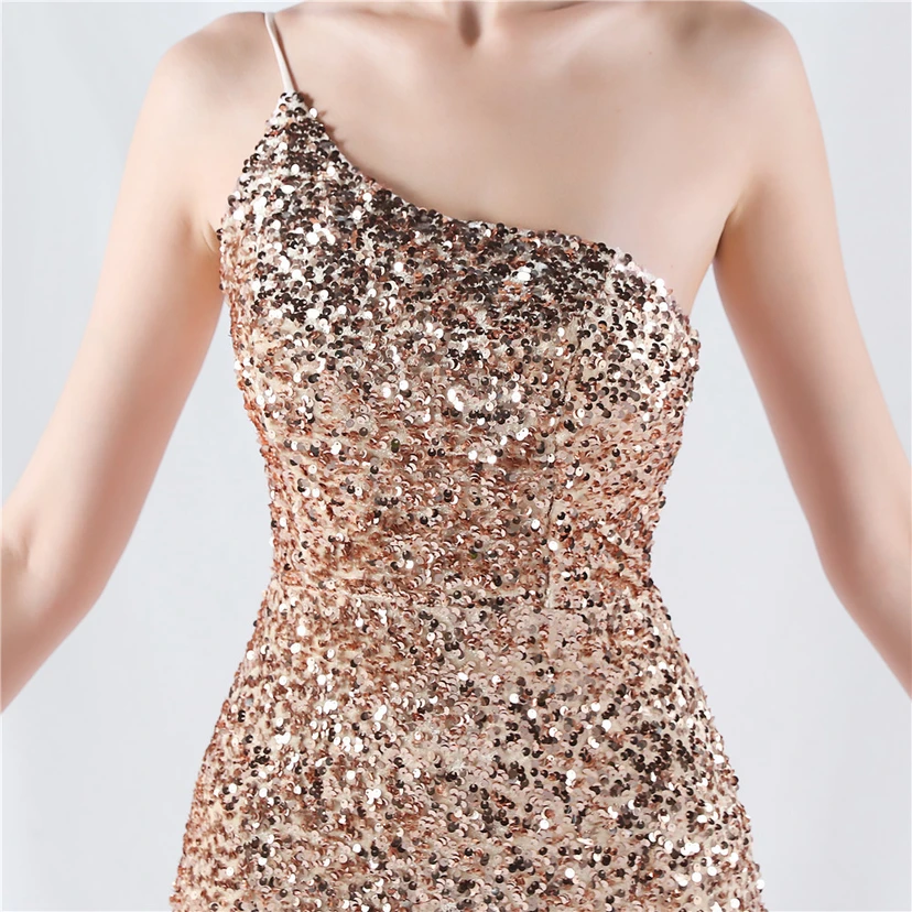 Sexy Abendkleid mit Samtsaum, Farbverlauf, Pailletten, hohem Schlitz und schräger Schulterpartie view 18