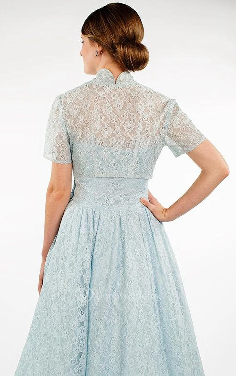 Robe en dentelle à bretelles avec veste et boléro view 2