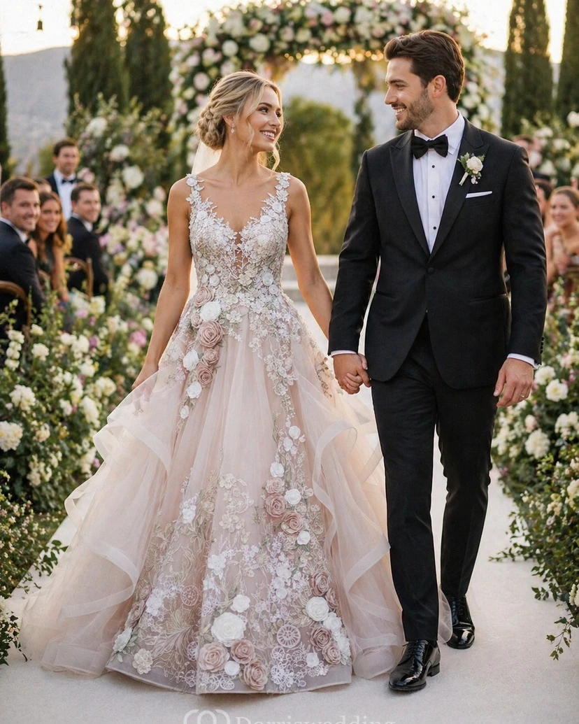 Robe de mariée spectaculaire en tulle à volants video preview