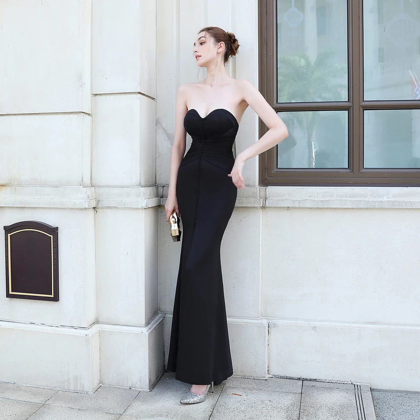Toast Dress Bride Long Tube Top Thank You Banquet Slim Fishtail Skirt Wedding Car Model Exhibition Dress view 38