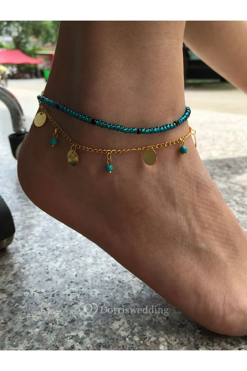Nouvelle chevillère d'été à plusieurs couches et à fines lamelles turquoise
