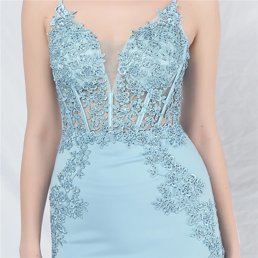 Spitzen-Abendkleid mit heißer Diamant- und Fischgrätenmuster-Weste, tiefem Taillenausschnitt, schulterfreiem Design und kurzer Schleppe view 80
