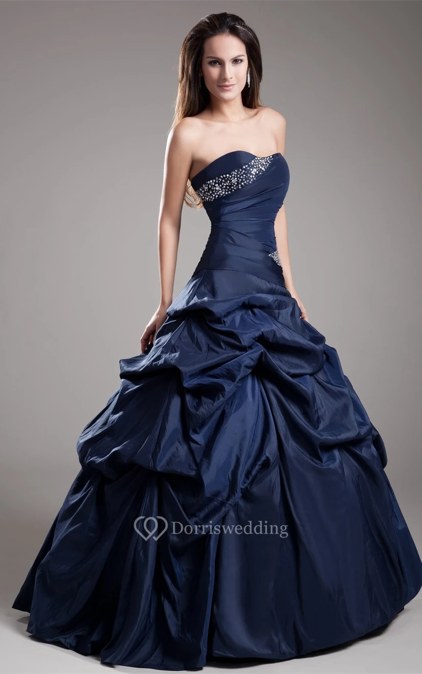 Sweetheart Pick-Up Satin Ball-Gown With Rhinestone view 3