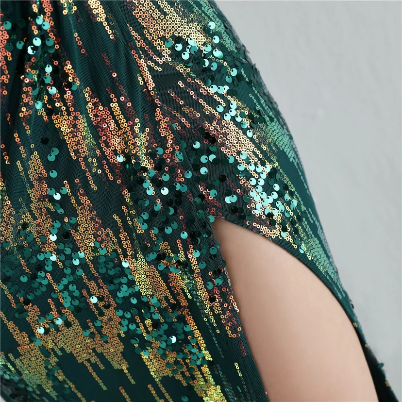 Nouvelle jupe longue fendue à sequins Aura Queen, style banquet de célébrités. view 9
