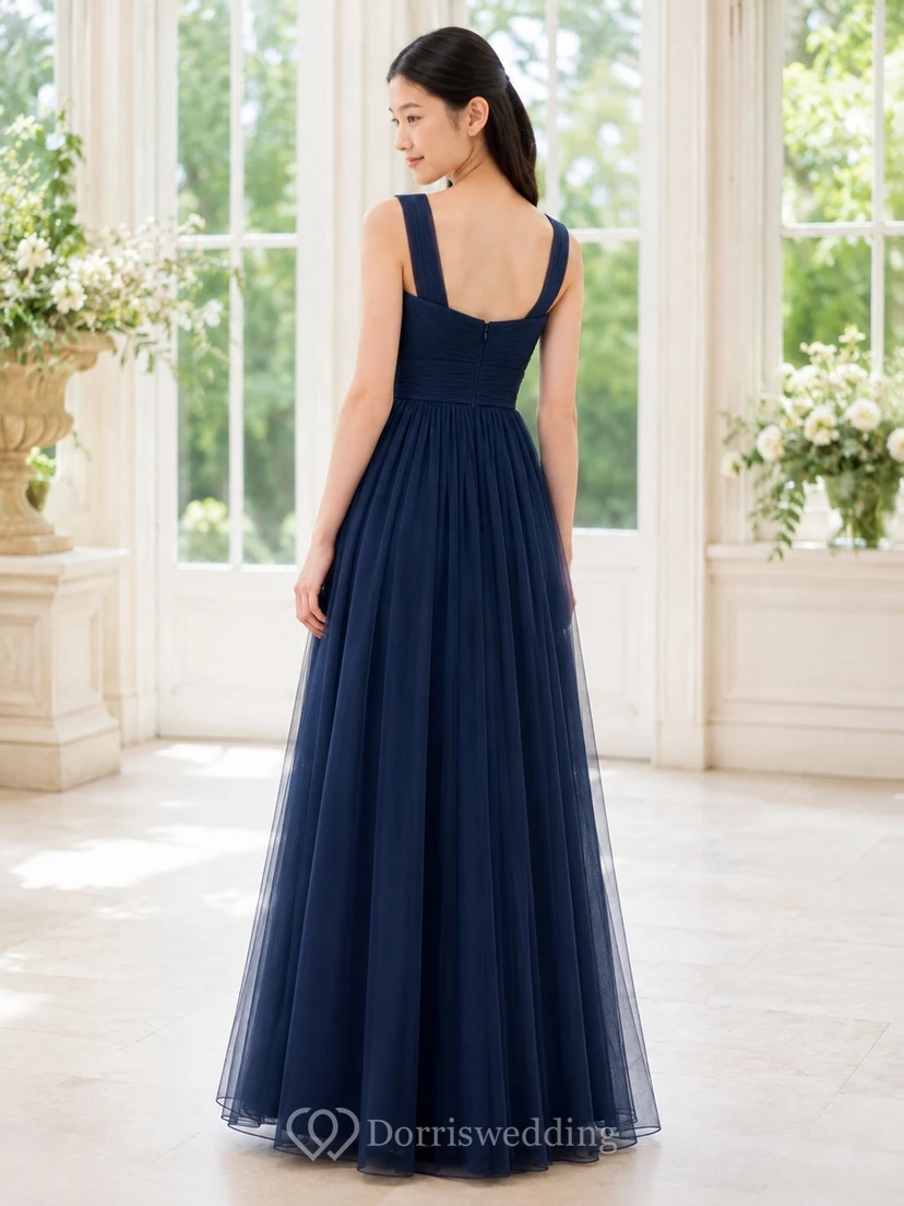 Dark Navy Junior Bridesmaid Dress A-Line Sweetheart Sleeveless view 2