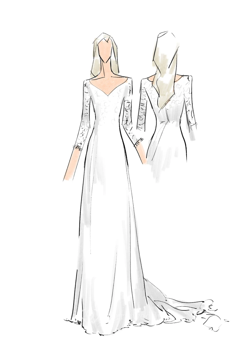 Ländlich-klassisches, schlichtes Brautkleid im Boho-Stil mit Spitze und langen Ärmeln view 8