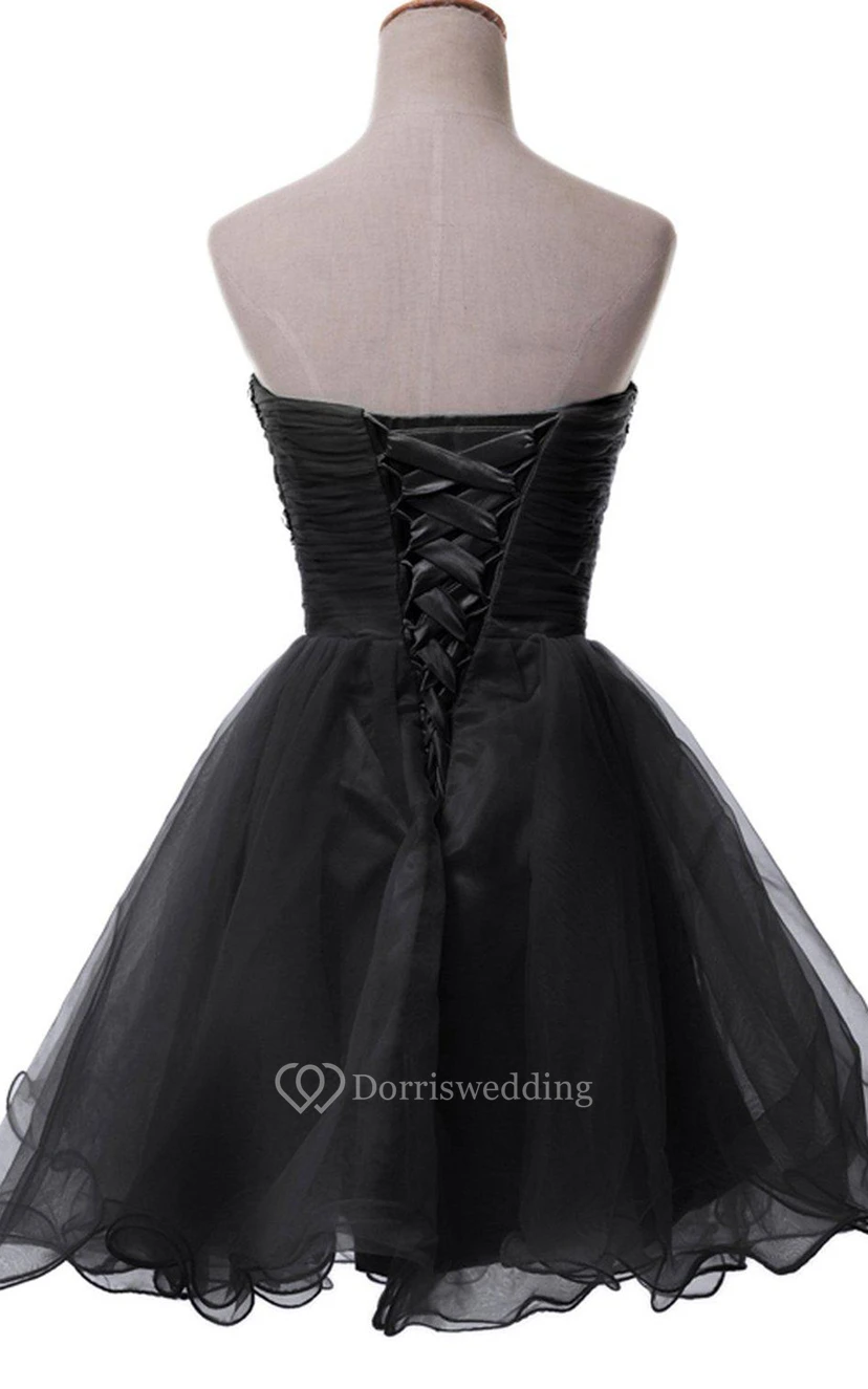 Strapless A-line Dress With Rhinestone Bodice view 2