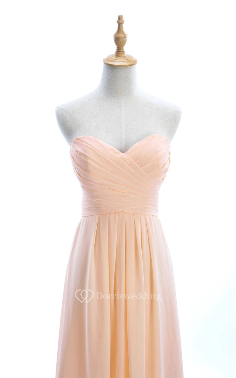 Sweetheart Criss-cross Chiffon A-line Dress With Lace-up Back view 24