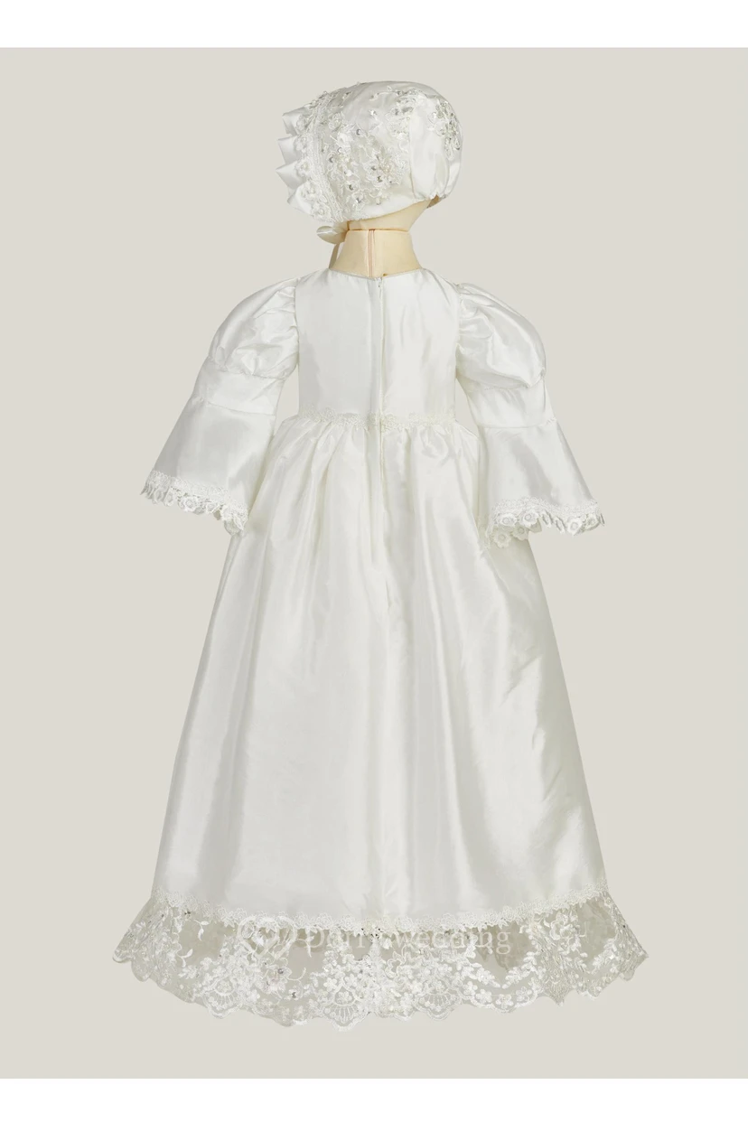 Simple Bell Sleeve Christening Gown With Front Split view 2