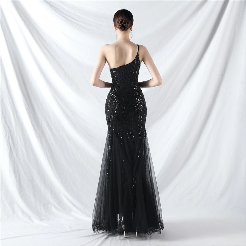 Crafted Beaded Positioning Flower Beads Splicing Mesh Gauze High-End Evening Dress view 74