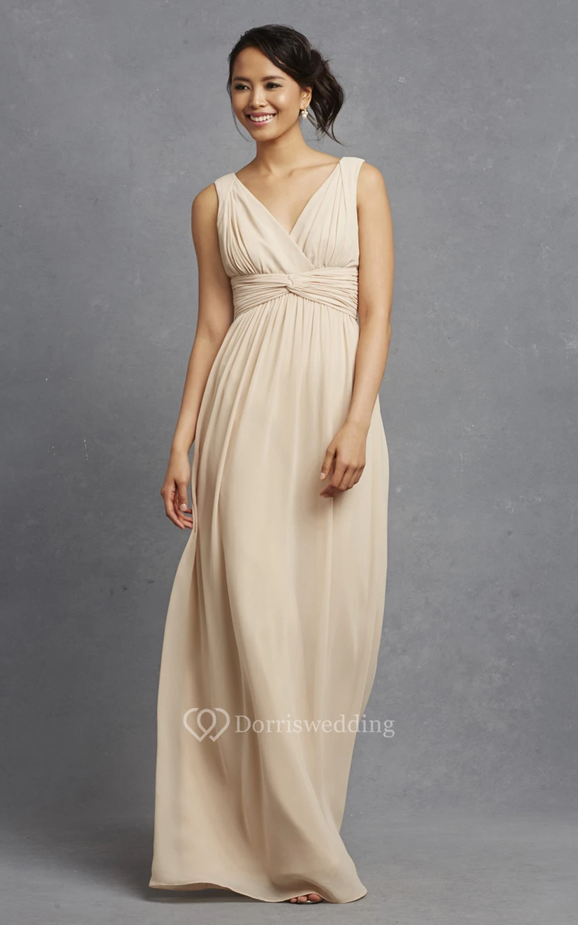 V-Neck Sleeveless Long-Chiffon Chic Dress With Ruching view 2