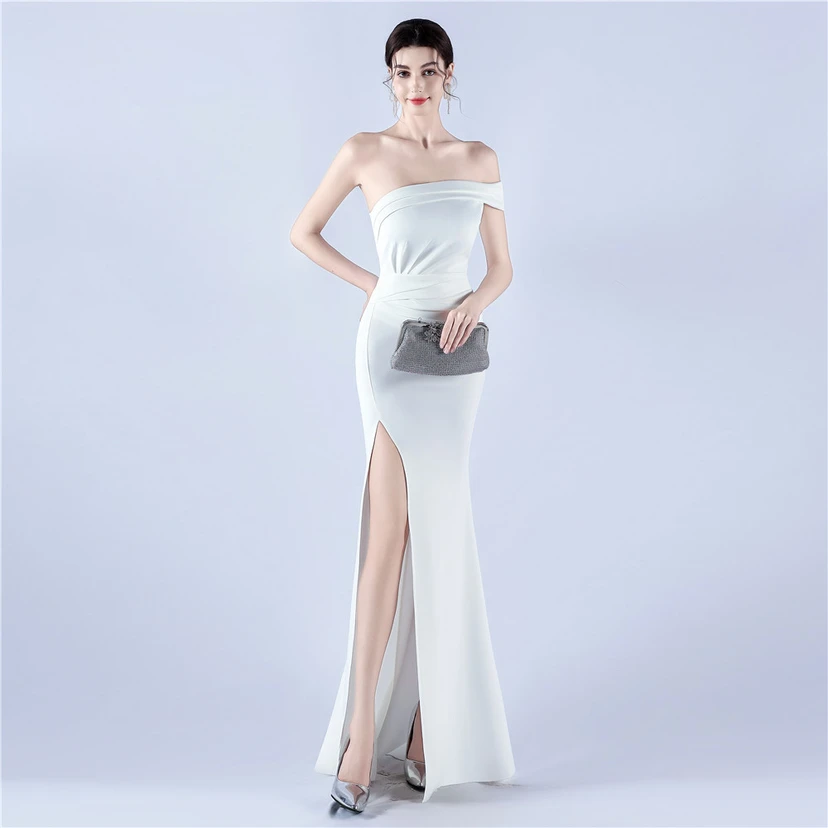 Satin-Abendkleid mit einer Schulter für festliche Anlässe und Bankette view 42