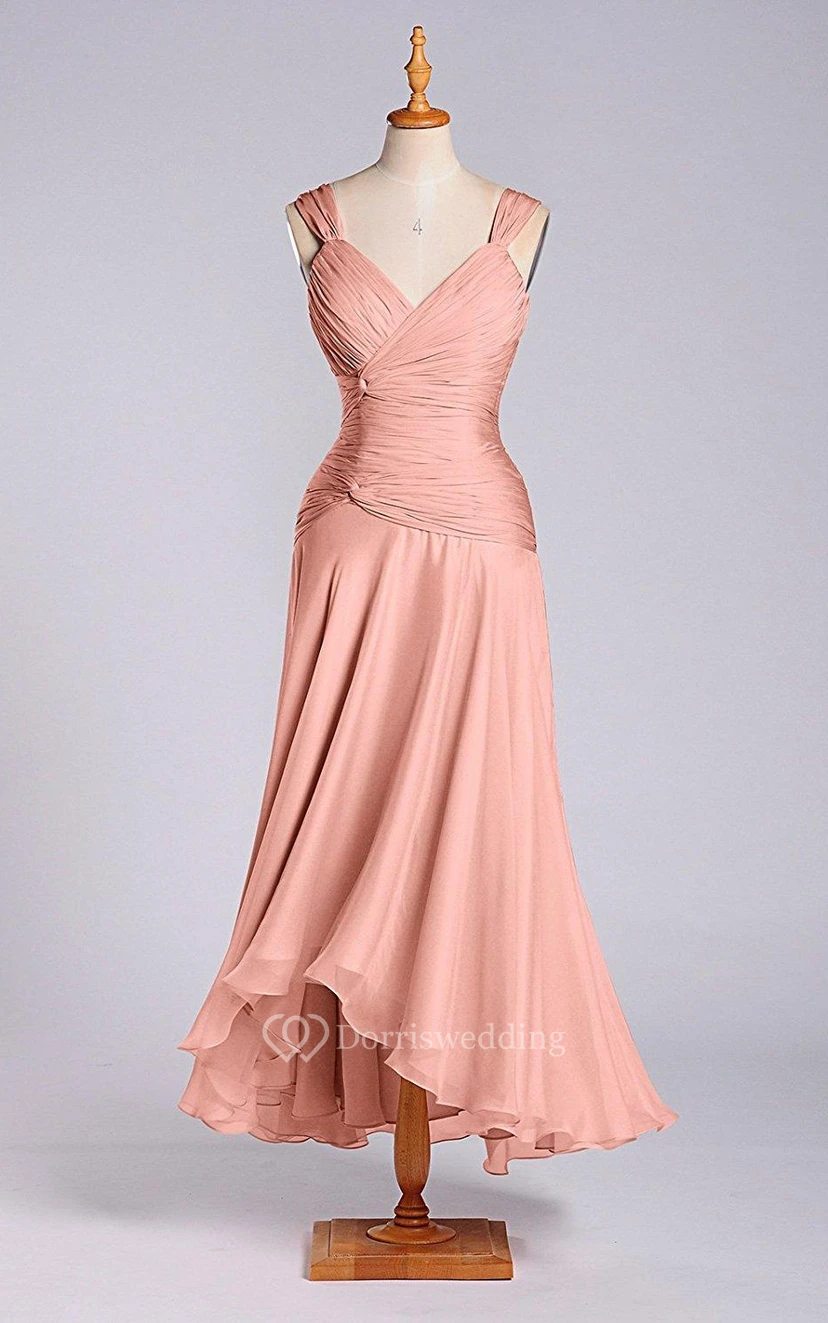 Beeindruckendes A-Linien-Chiffonkleid mit gerafftem Oberteil view 3