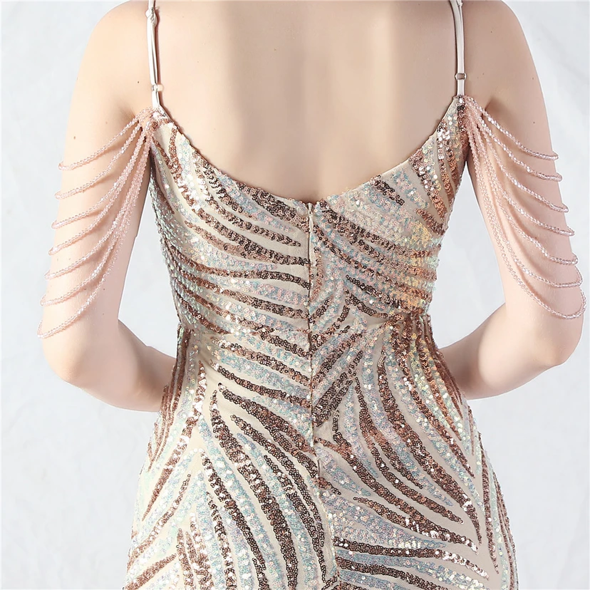 Layered Beads Spliced ​​Mesh High-End Evening Dress view 40