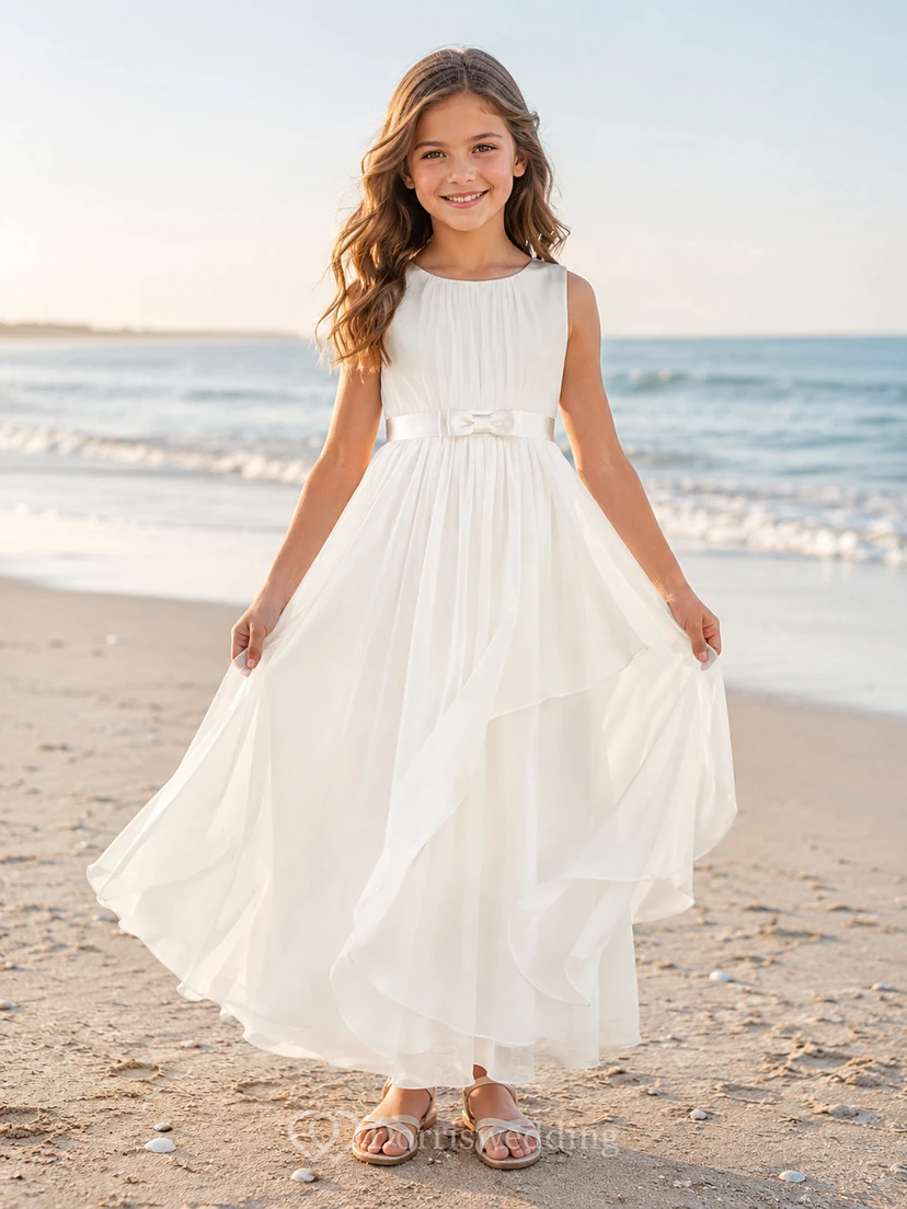 Strandkleid aus Tüll mit schlichtem Oberteil für Blumenmädchen