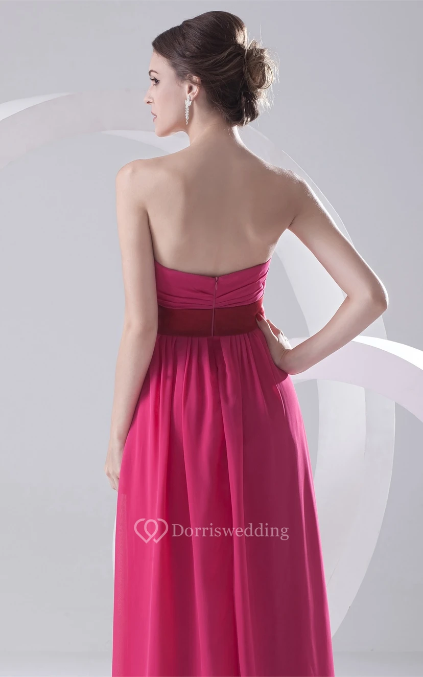 Strapless Long Chiffon Ruching and Dress With Pleats view 7