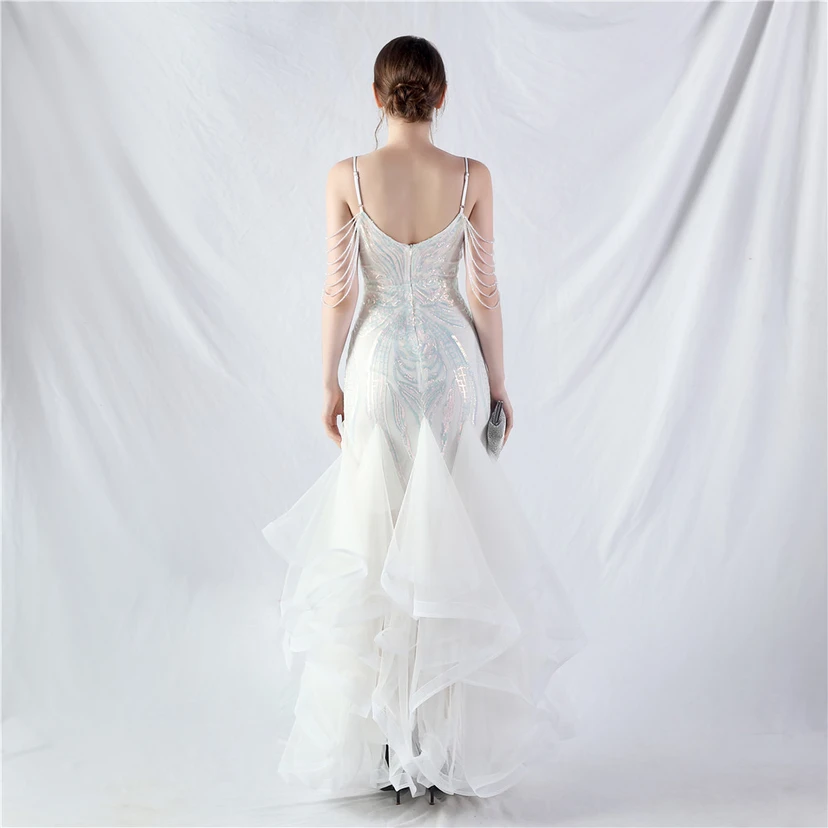 Handgefertigte Perlen, festes Netz, Positionierungsblumenperlen, Spleißnetz, heißes Tanz-Feier-Performance-Kleid view 16