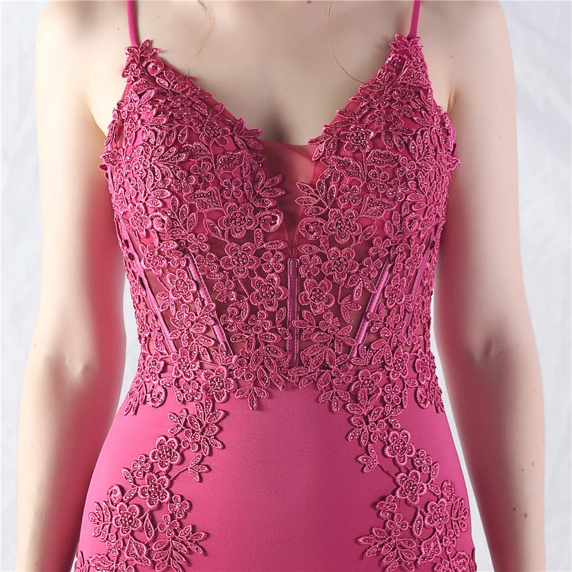 Spitzen-Abendkleid mit heißer Diamant- und Fischgrätenmuster-Weste, tiefem Taillenausschnitt, schulterfreiem Design und kurzer Schleppe view 35