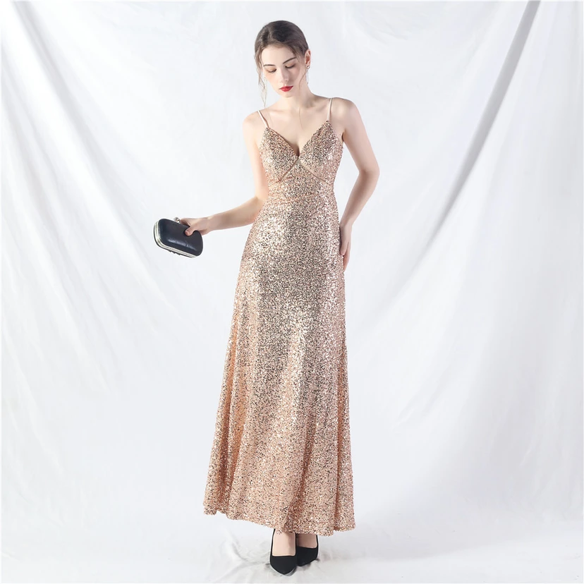 Robe longue trapèze évasée à paillettes, modèle phare du quotidien view 40