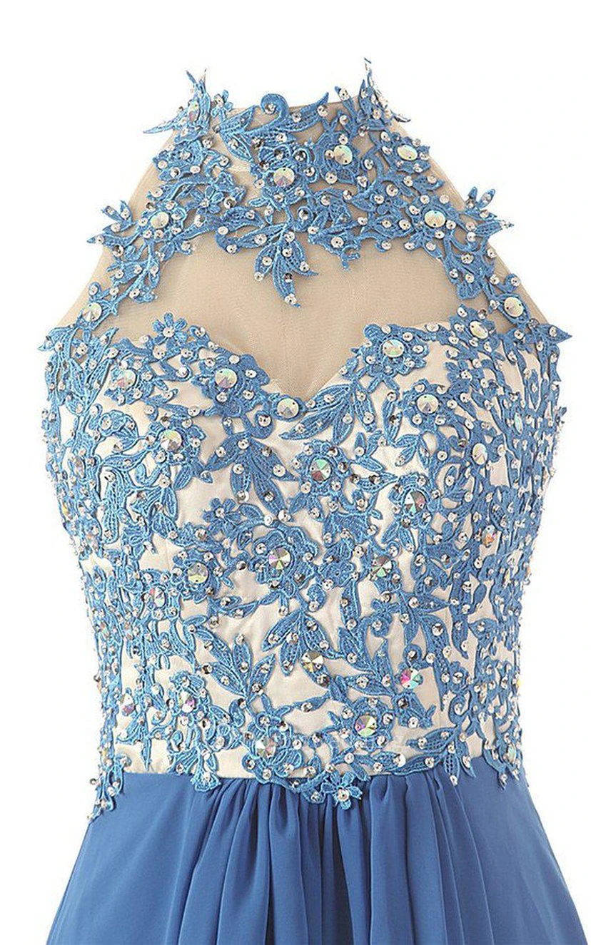 Robe trapèze à col montant ornée de perles et d'une découpe en forme de goutte view 4