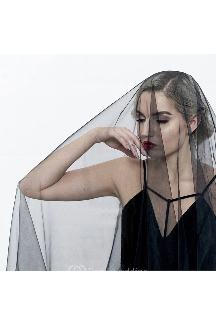 Simple Korean Style Bride Black Soft Tulle Veil  view 4