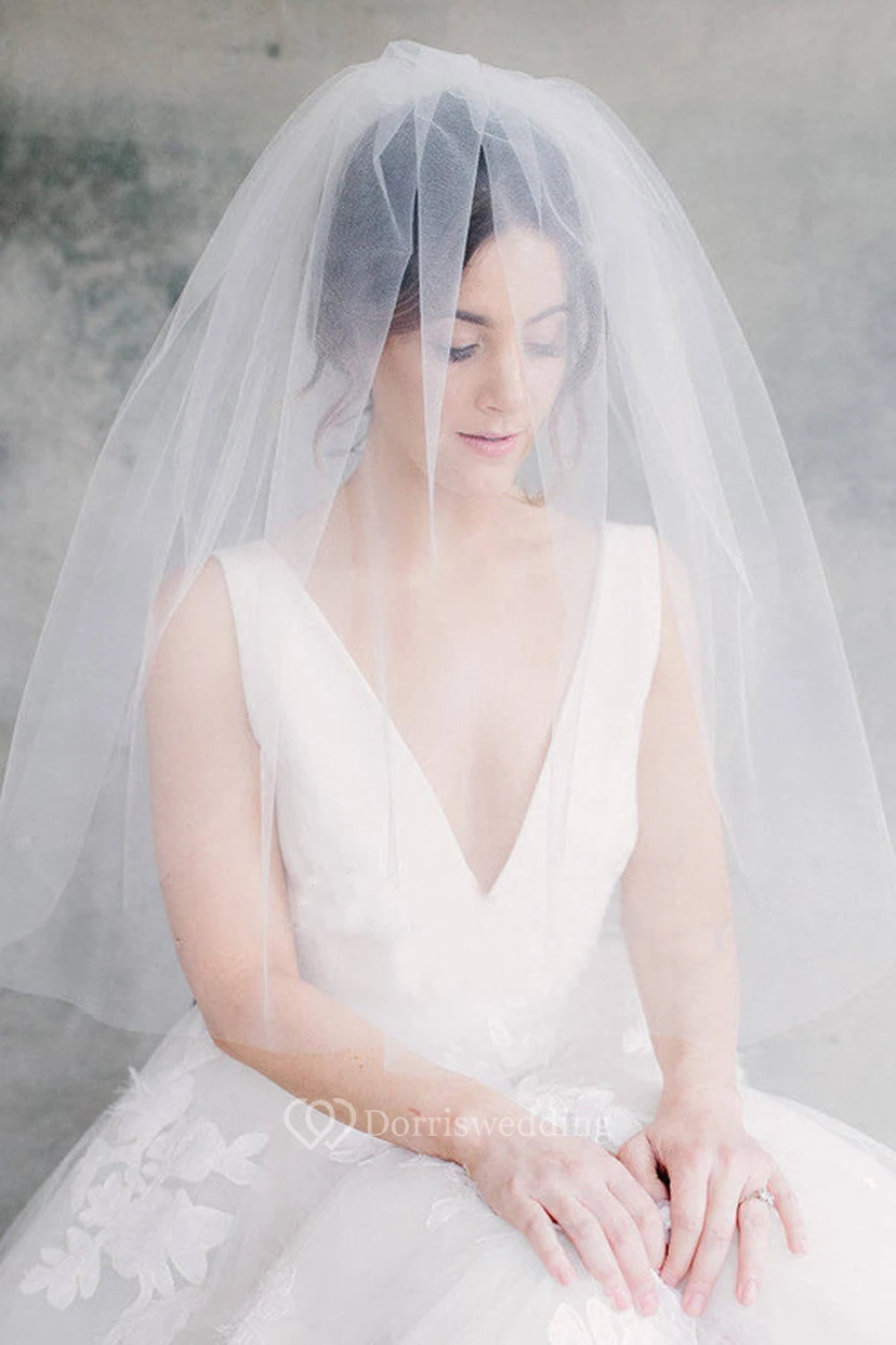 Cute Fluffy Short Tulle Wedding Veil view 2