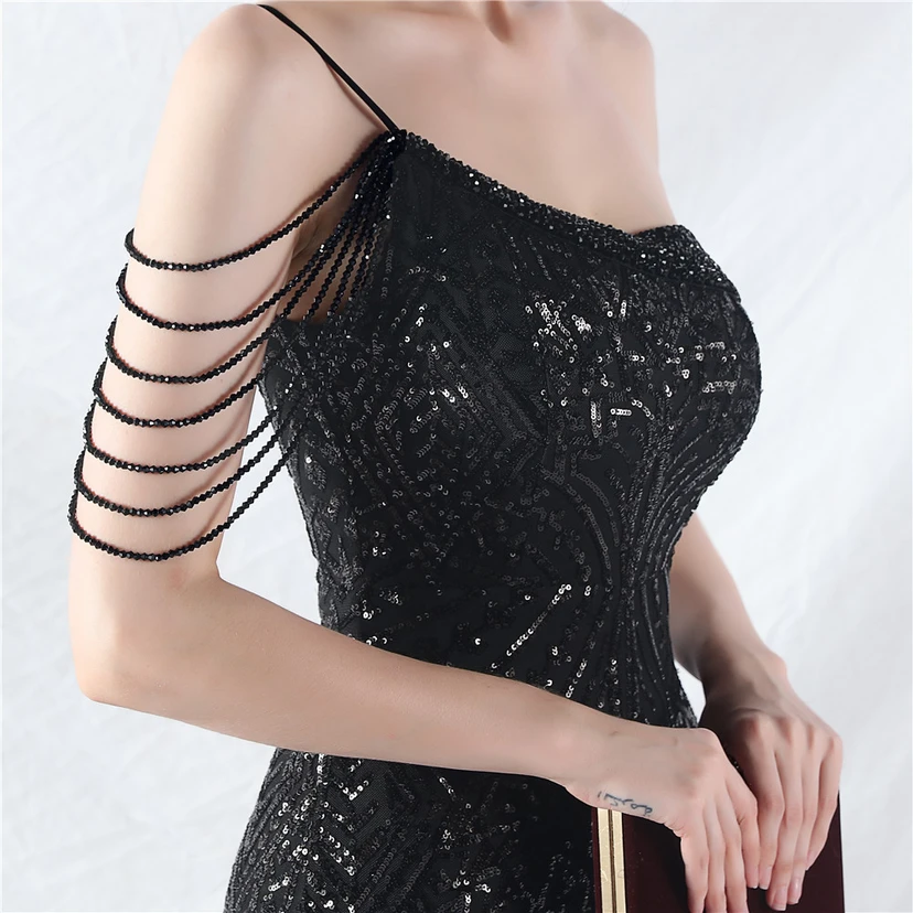 Robe de soirée haut de gamme ornée de perles de positionnement, de fleurs et de broderies en tulle. view 60