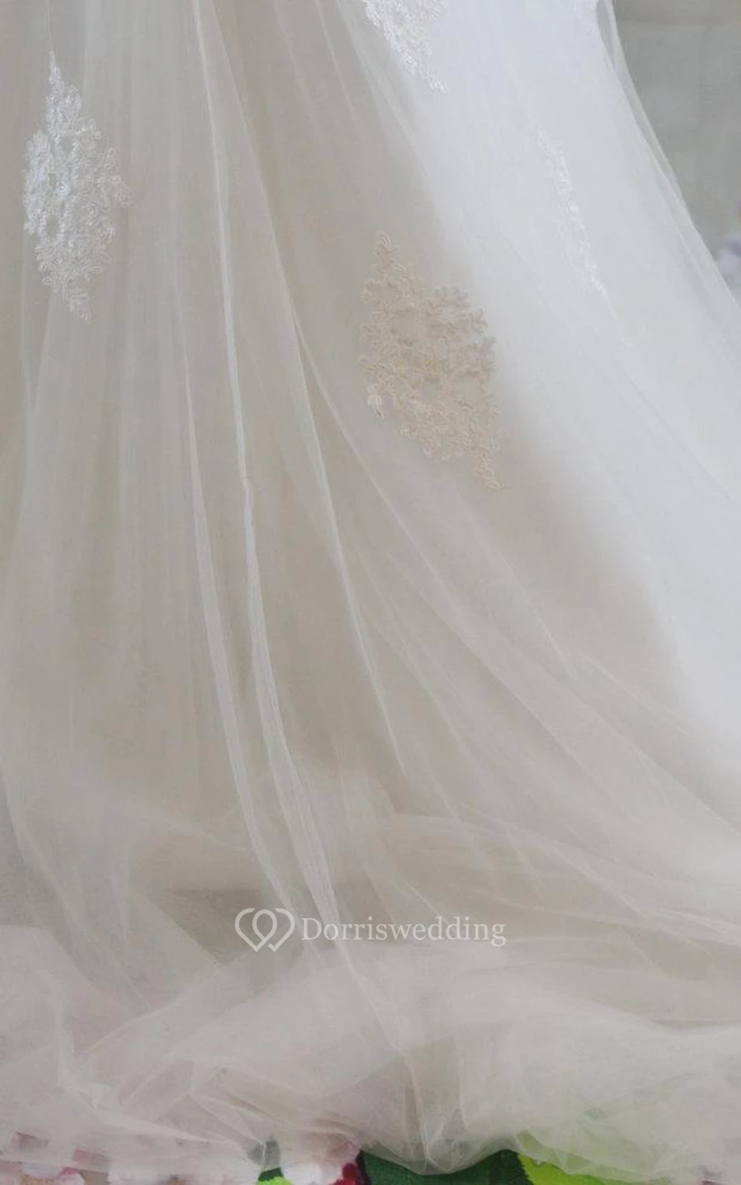 Sweetheart A-Line Lace and Tulle Dress With Beaded Waist view 5