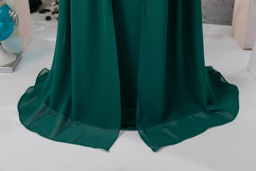 Chiffon White and Dark Green Lace Floor-length Flowergirl Dress view 5
