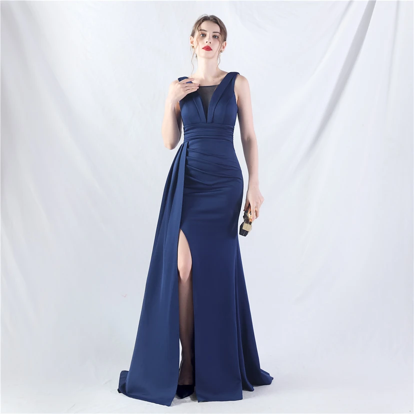 Vestido de noche de satén plisado con 8 colores opcionales view 65