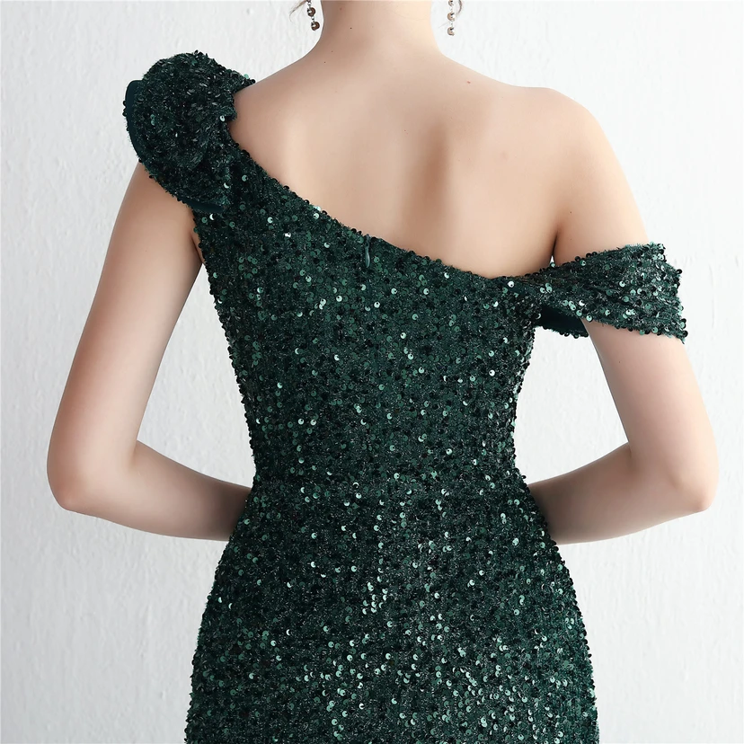 Imitation, handgefertigt, Pailletten, schulterfrei, Dankeschön-Bankett, schmaler Meerjungfrauenrock, Hochzeitsauto-Modellausstellung, Prominentenbankett view 16