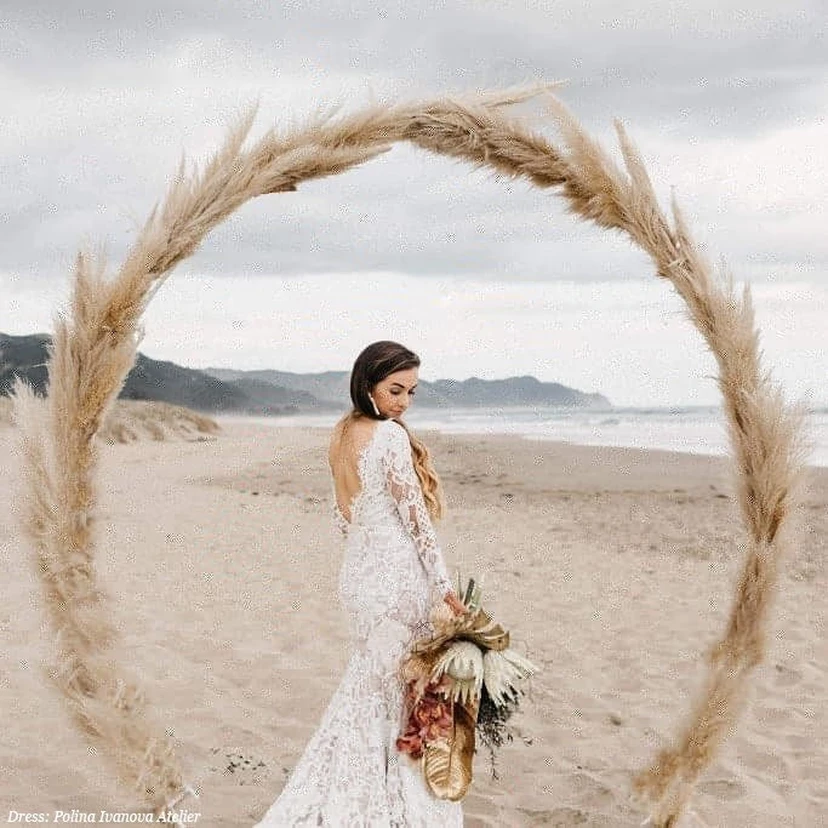 Boho Beach Lace Long Sleeve Gypsy Hippie Wedding Dress view 2