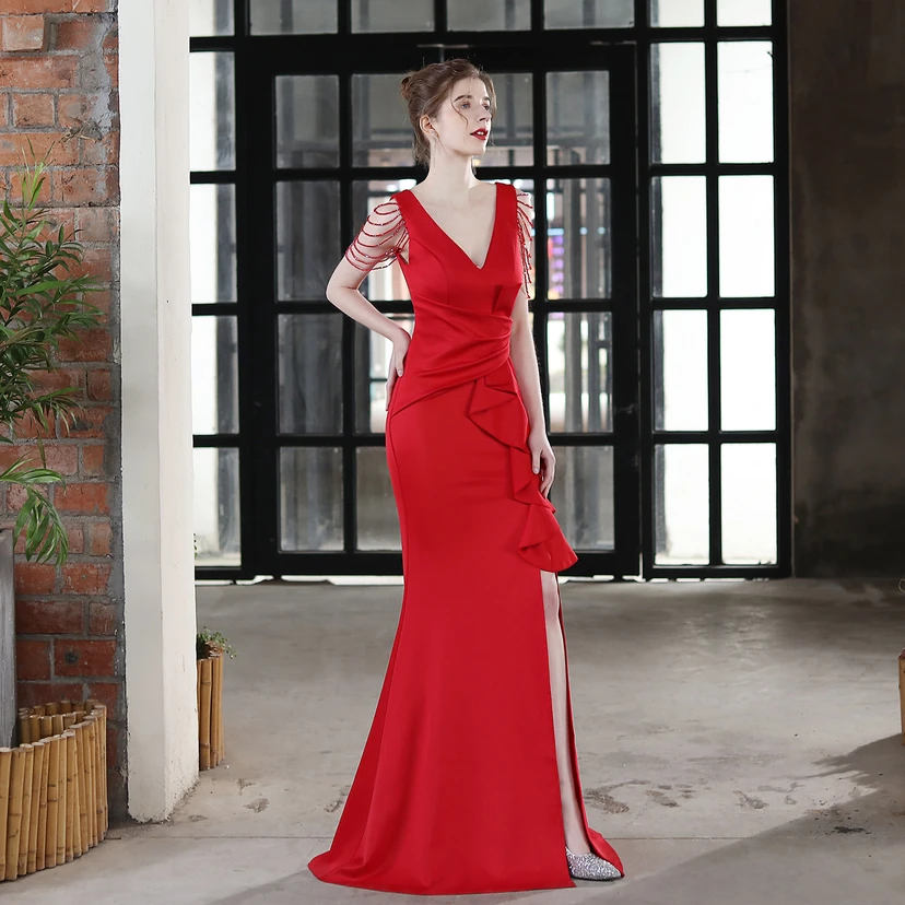 Toast Dress Bride Long Sling Thank-You Banquet Slim Fishtail Skirt Wedding Car Model Exhibition Dress view 42