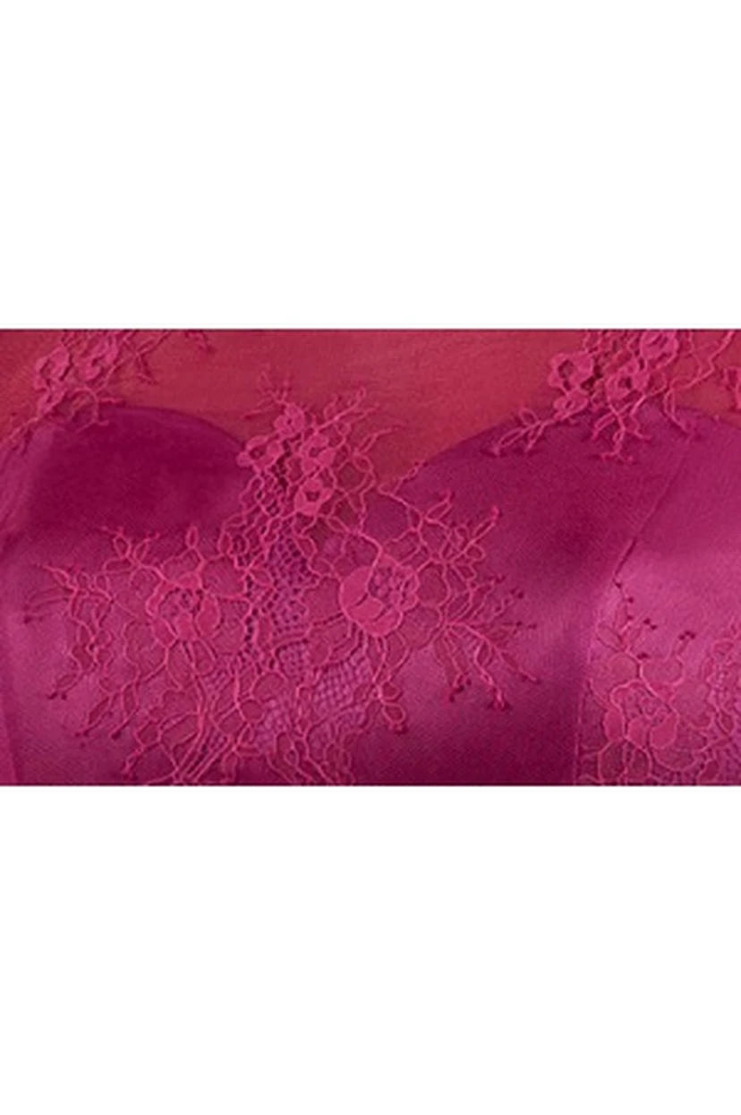 Scoop Neck Lace Top A-Line Pleated Chiffon Long Mother Of The Bride Dress With 3-4 Sleeves view 2
