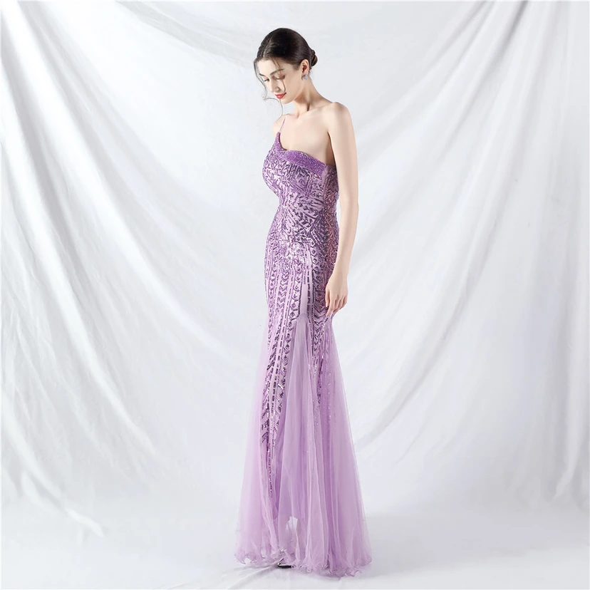Crafted Beaded Positioning Flower Beads Splicing Mesh Gauze High-End Evening Dress view 13